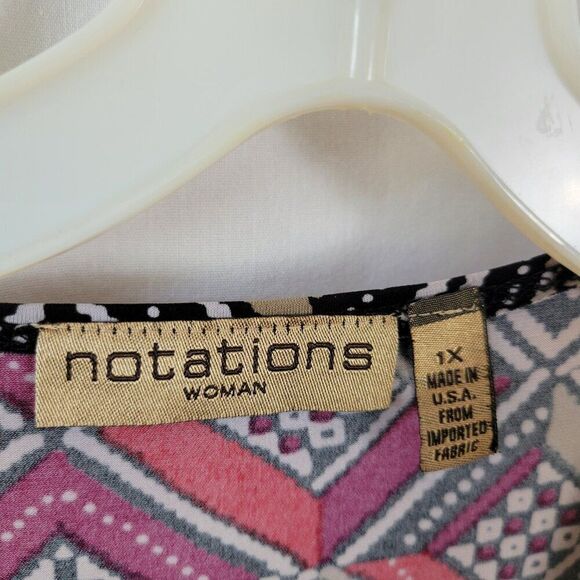 Notations Woman 1X Plus Blouse Retro Y2K mock layer gold hardware silky EUC - Picture 10 of 12
